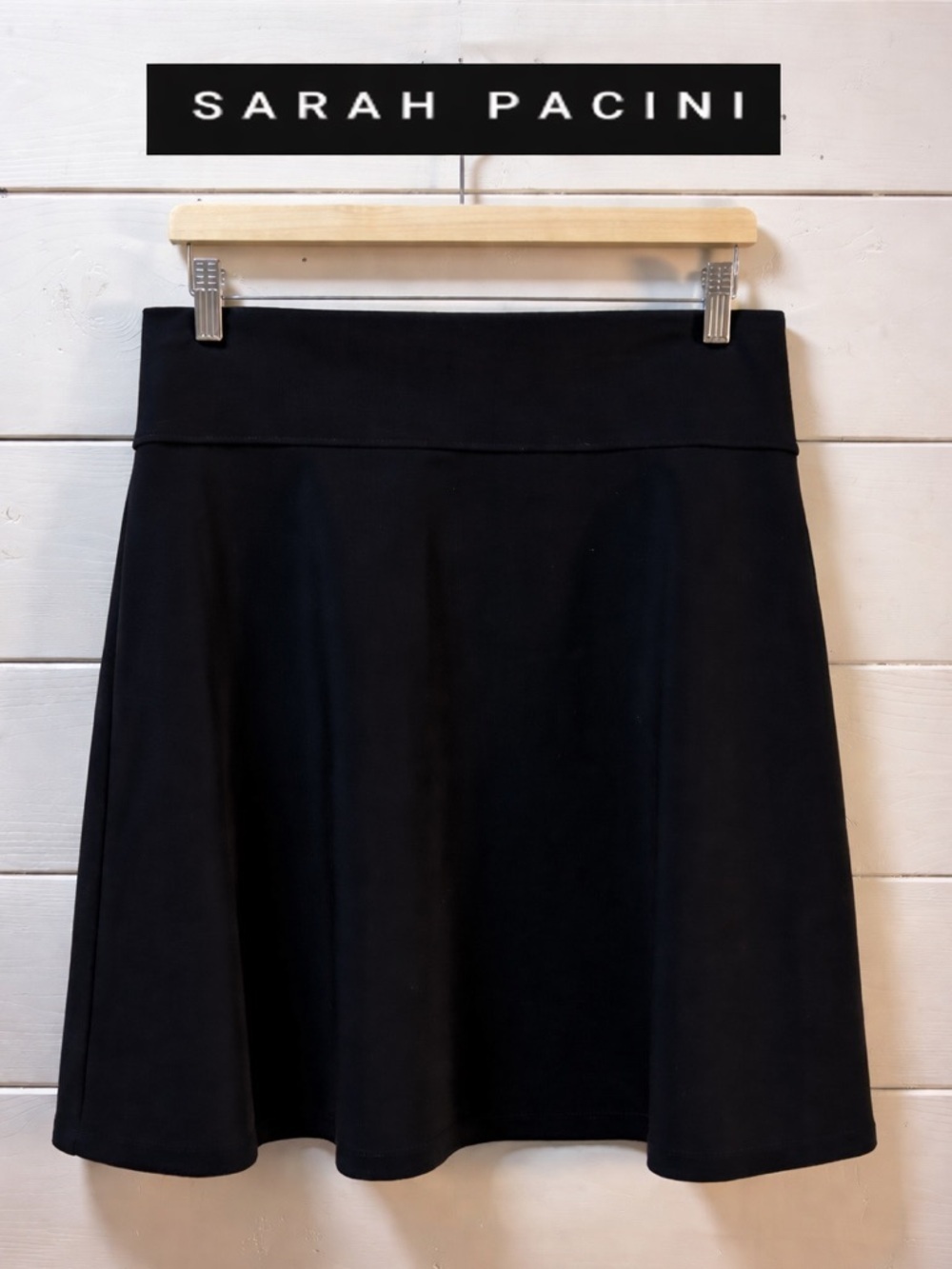 SARAH PACINI Black Laser Cut Jersey Skirt Size 1
